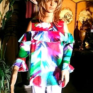 NEW Water colors sexy, cold shoulder top